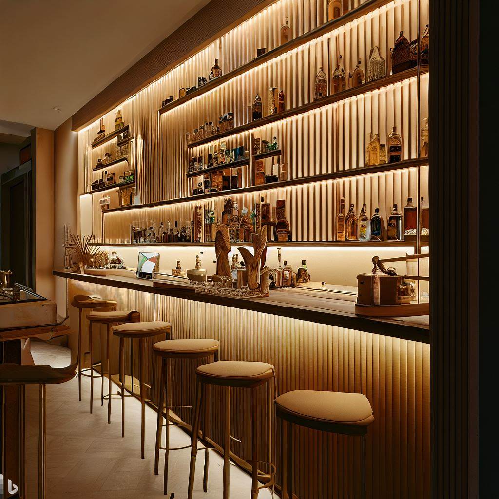 Single Wall Bar System with Lighting - Finest Home Bars