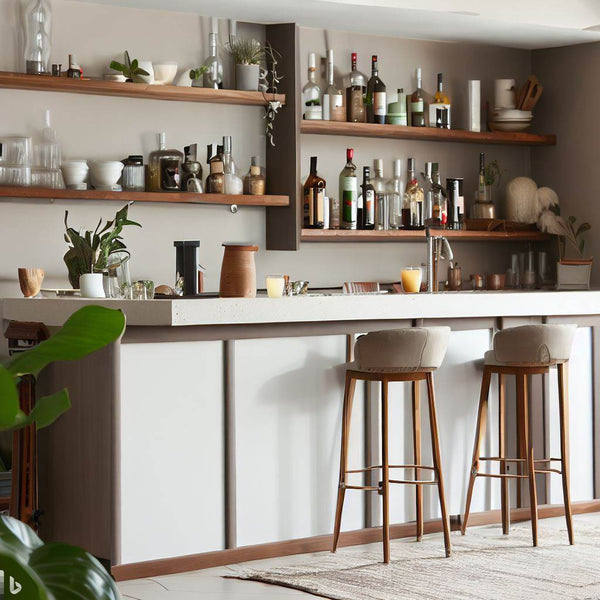 Modern white Home Bar with wood trim - Finest Home Bars