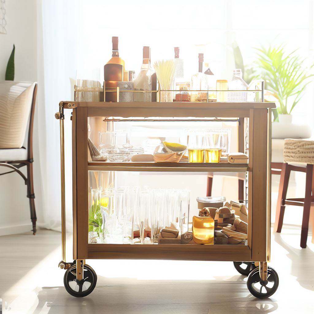 Wood and Brass Bar Cart - Finest Home Bars
