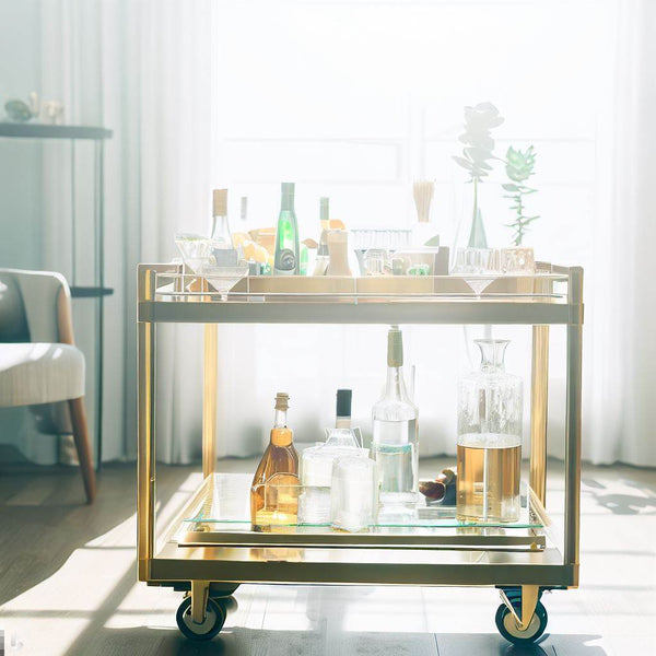 Polished Brass Bar Cart - Finest Home Bars
